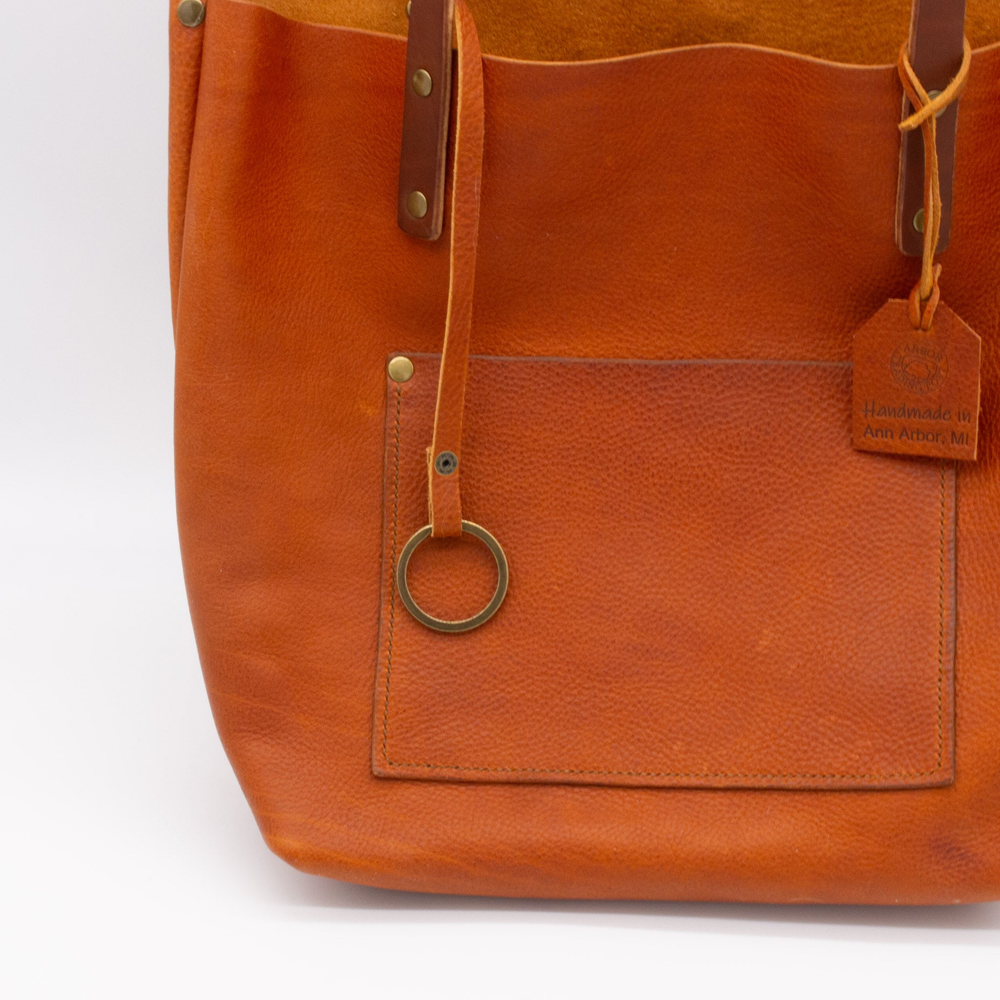 Medium Soft Pebbled Leather Everyday Tote Bag - Rustic Orange
