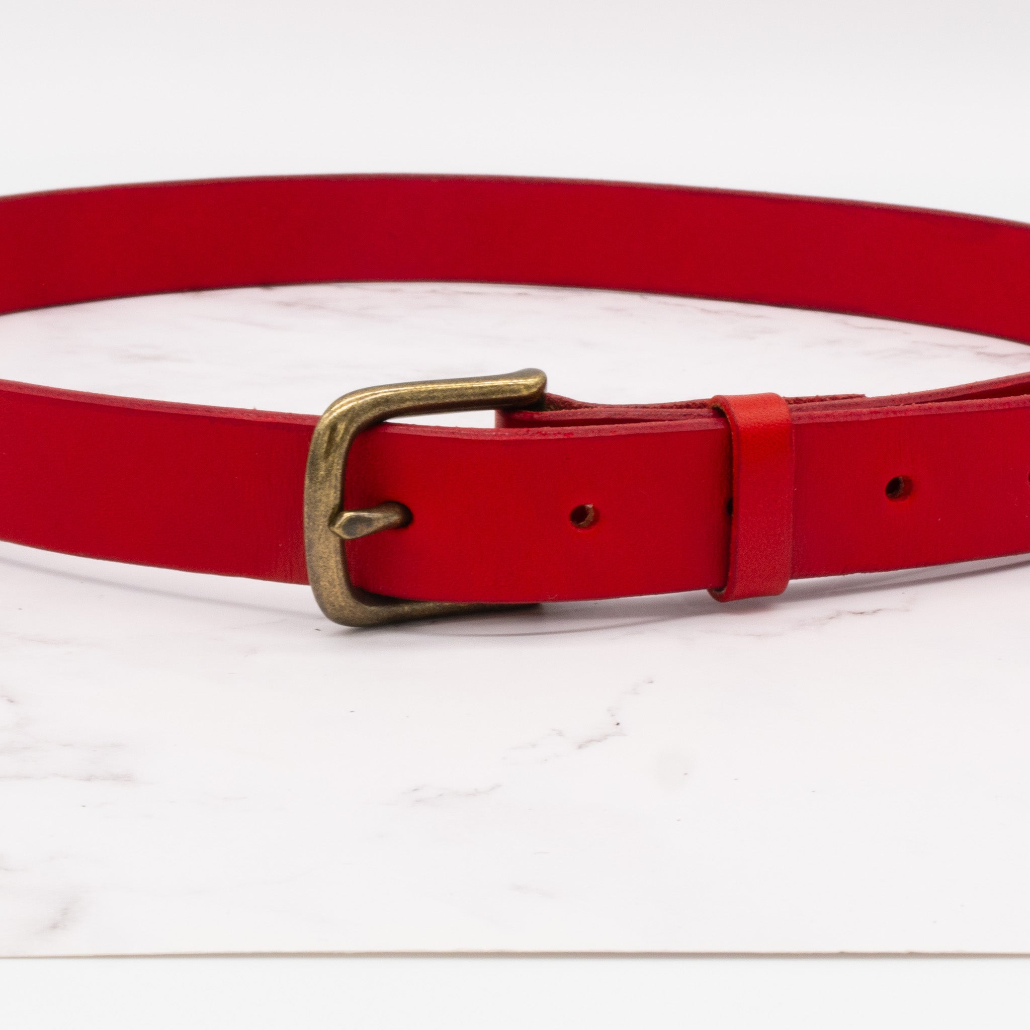 Leather Belt in Crimson