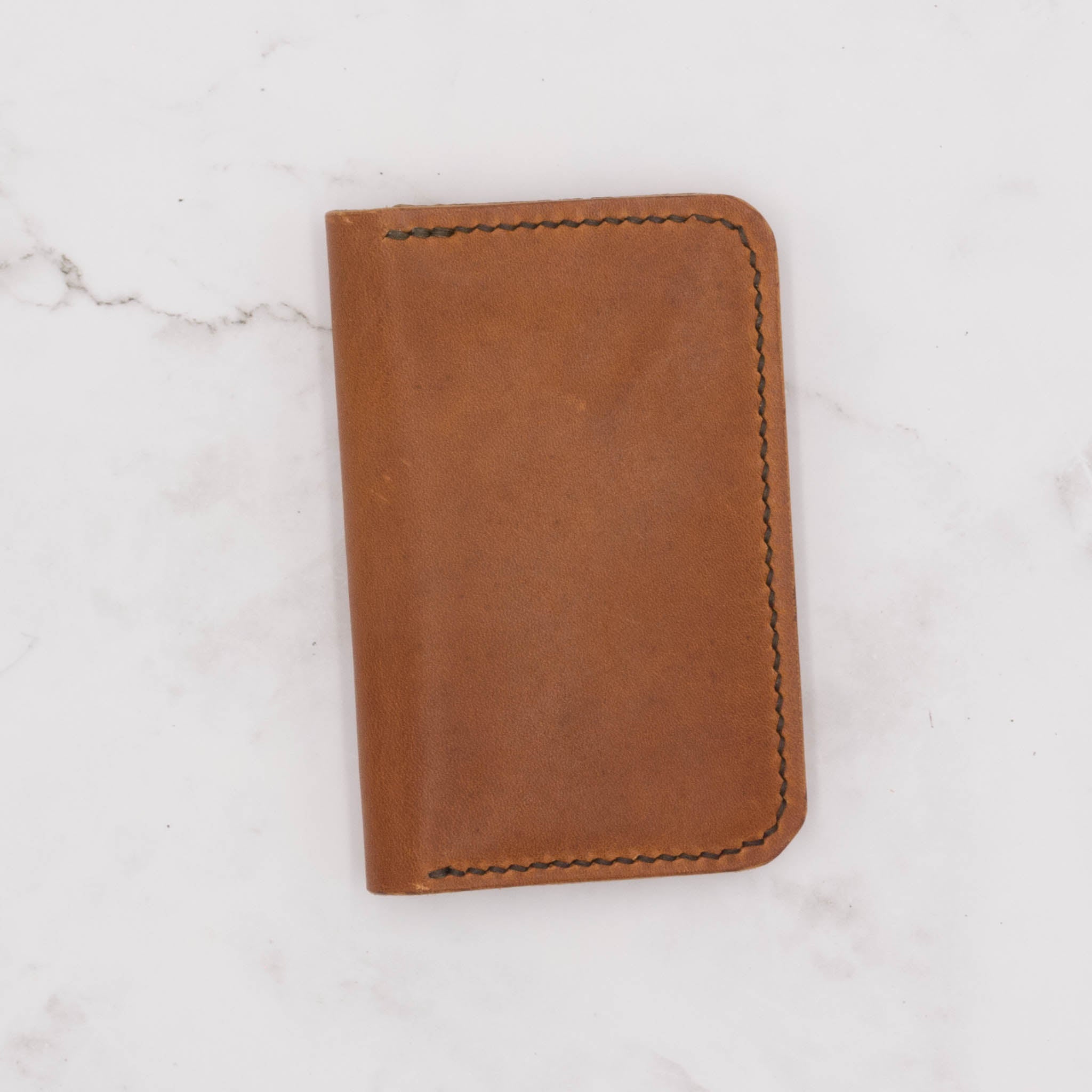 Handcrafted Slim Leather Bifold Wallet - English Tan