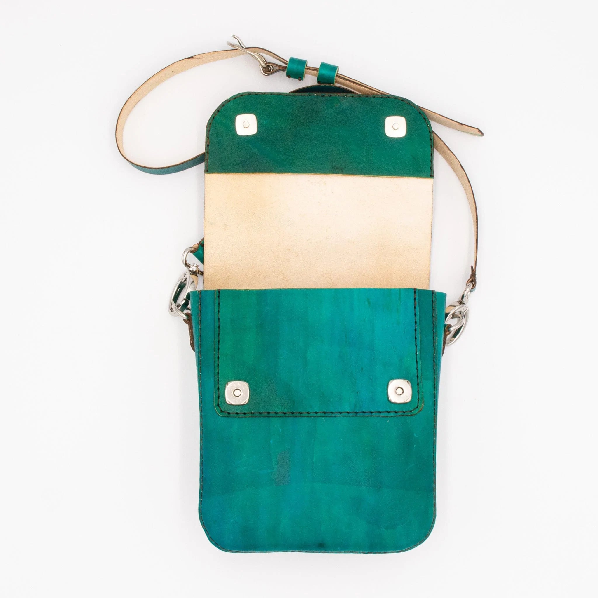 Cheekoo's Handcrafted Genuine Leather Small Crossbody Messenger Bag - Forest Green