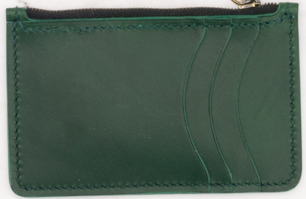 Medium Leather Wallet with Top Zipper and Key Ring