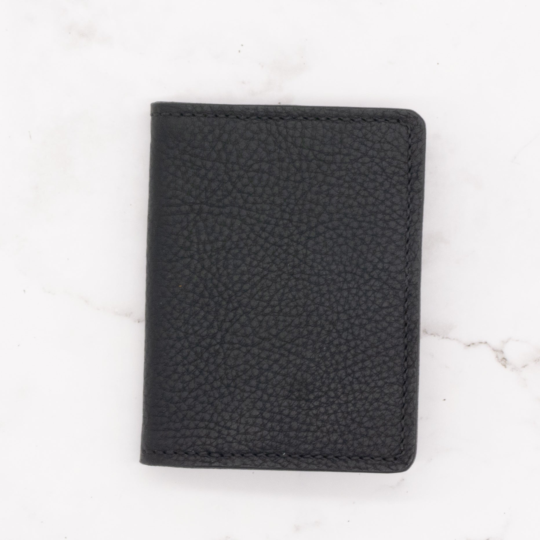 Modern Pebbled Leather Compact Bifold Wallet