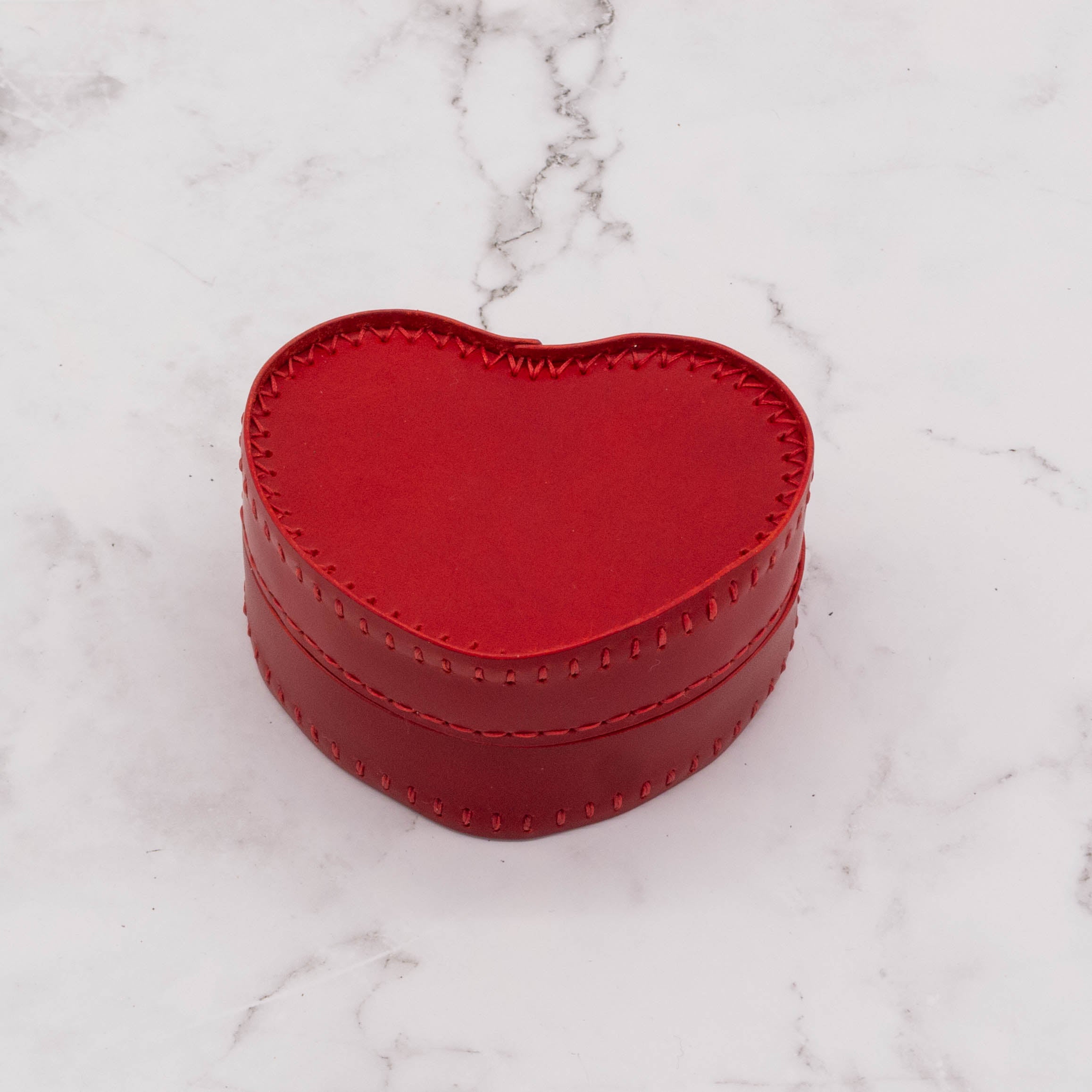 Red Heart-Shaped Leather Gift Box with Matching Heart Key Ring