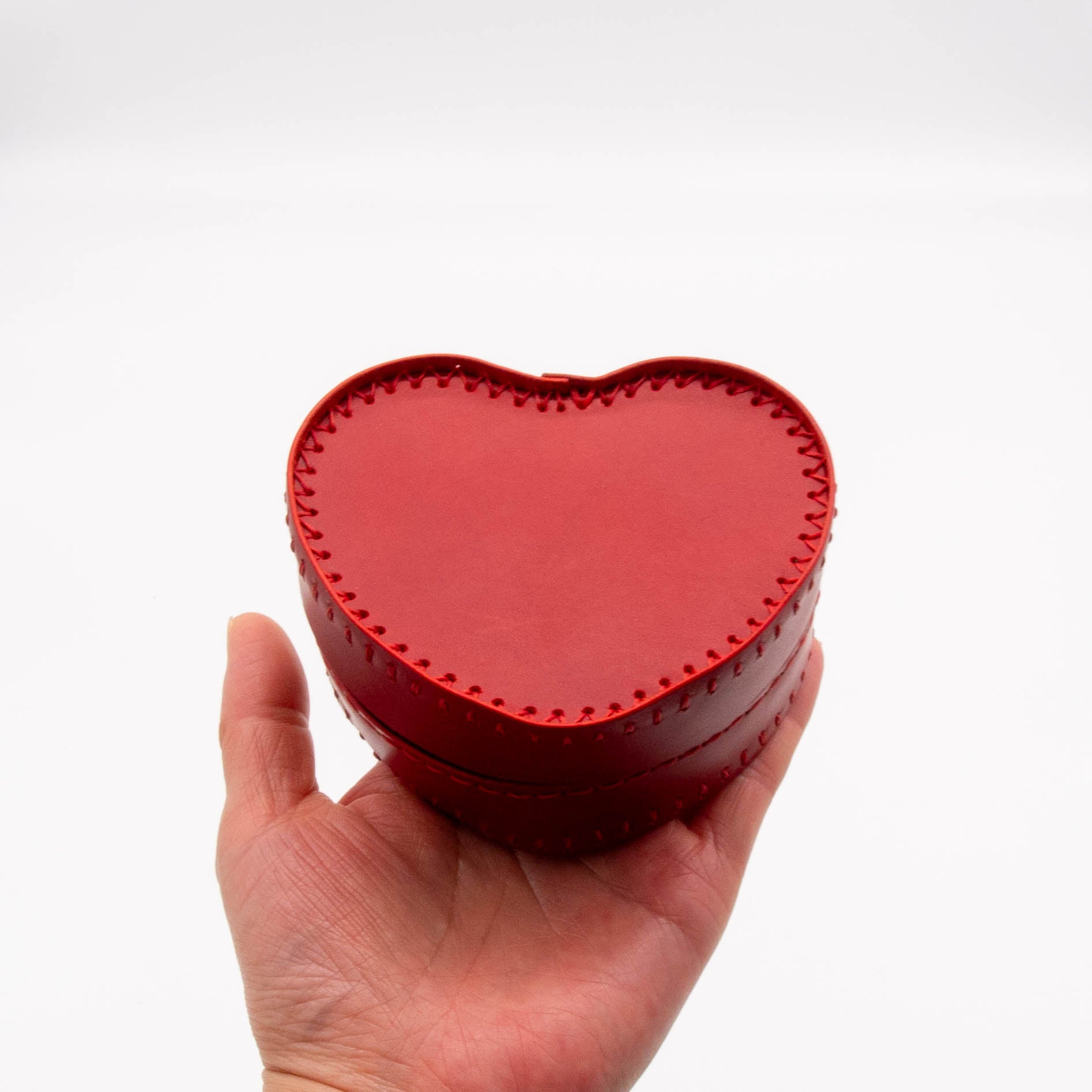 Red Heart-Shaped Leather Gift Box with Matching Heart Key Ring