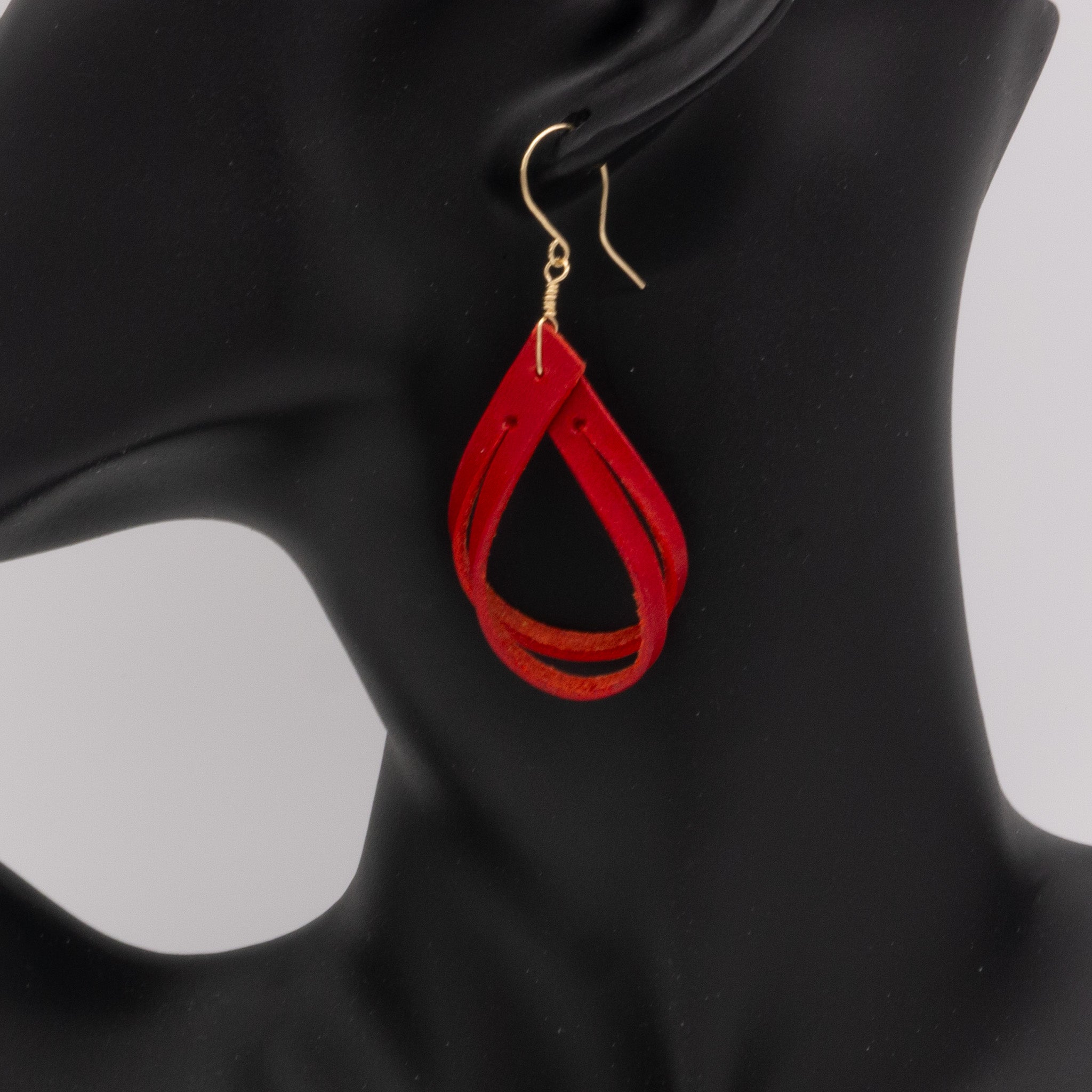 Leather Twisty Drop Earrings