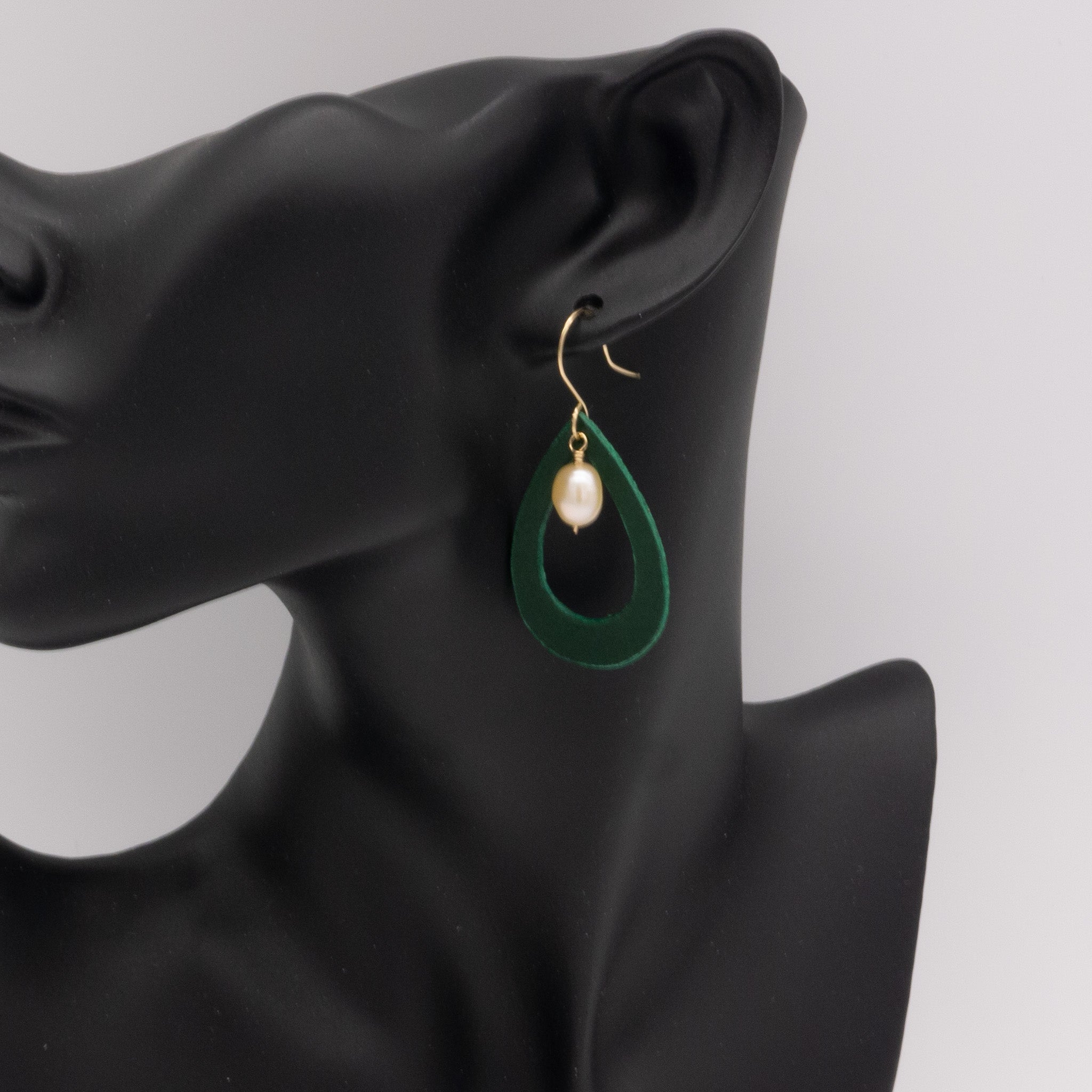 Leather and Freshwater Pearl Earrings