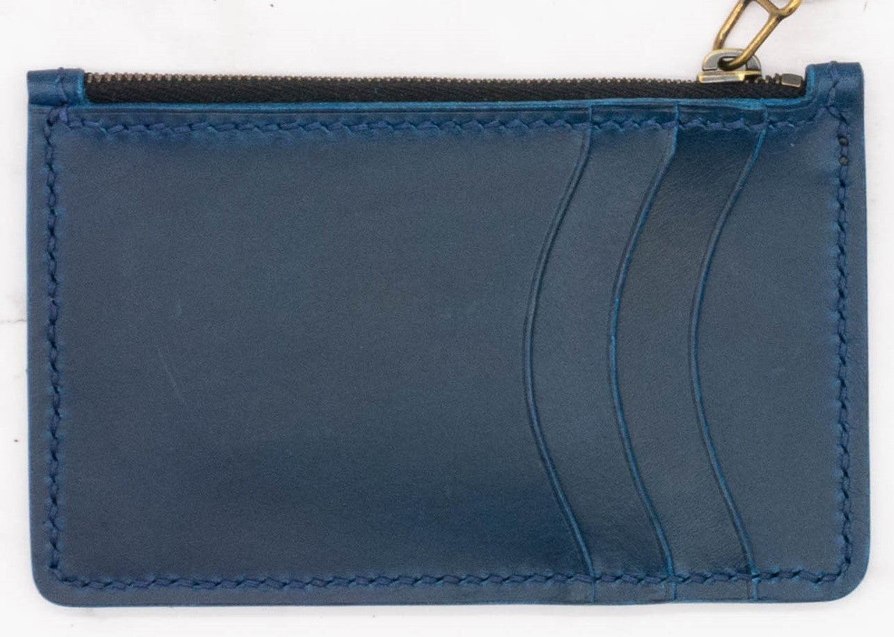 Medium Leather Wallet with Top Zipper and Key Ring