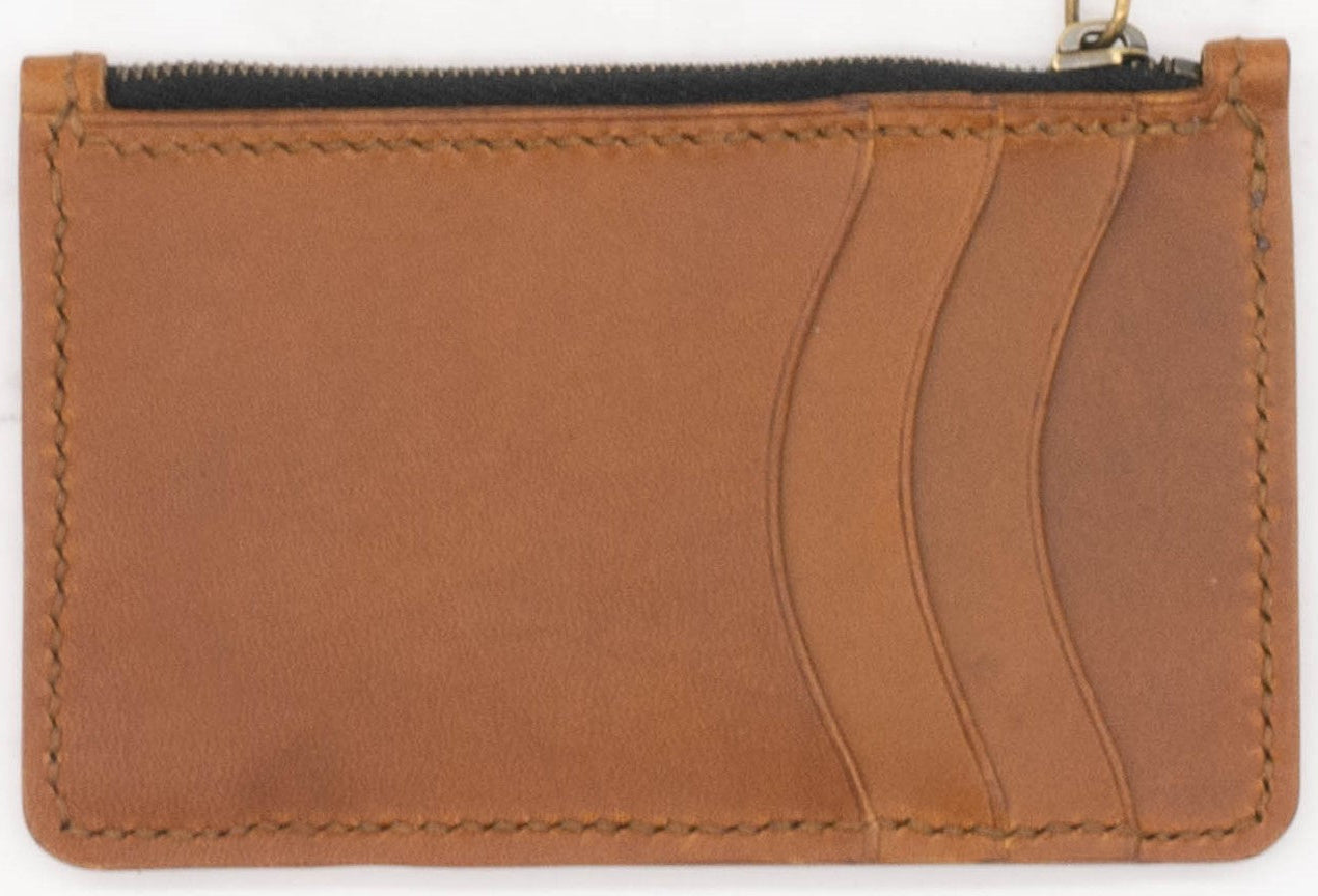 Medium Leather Wallet with Top Zipper and Key Ring