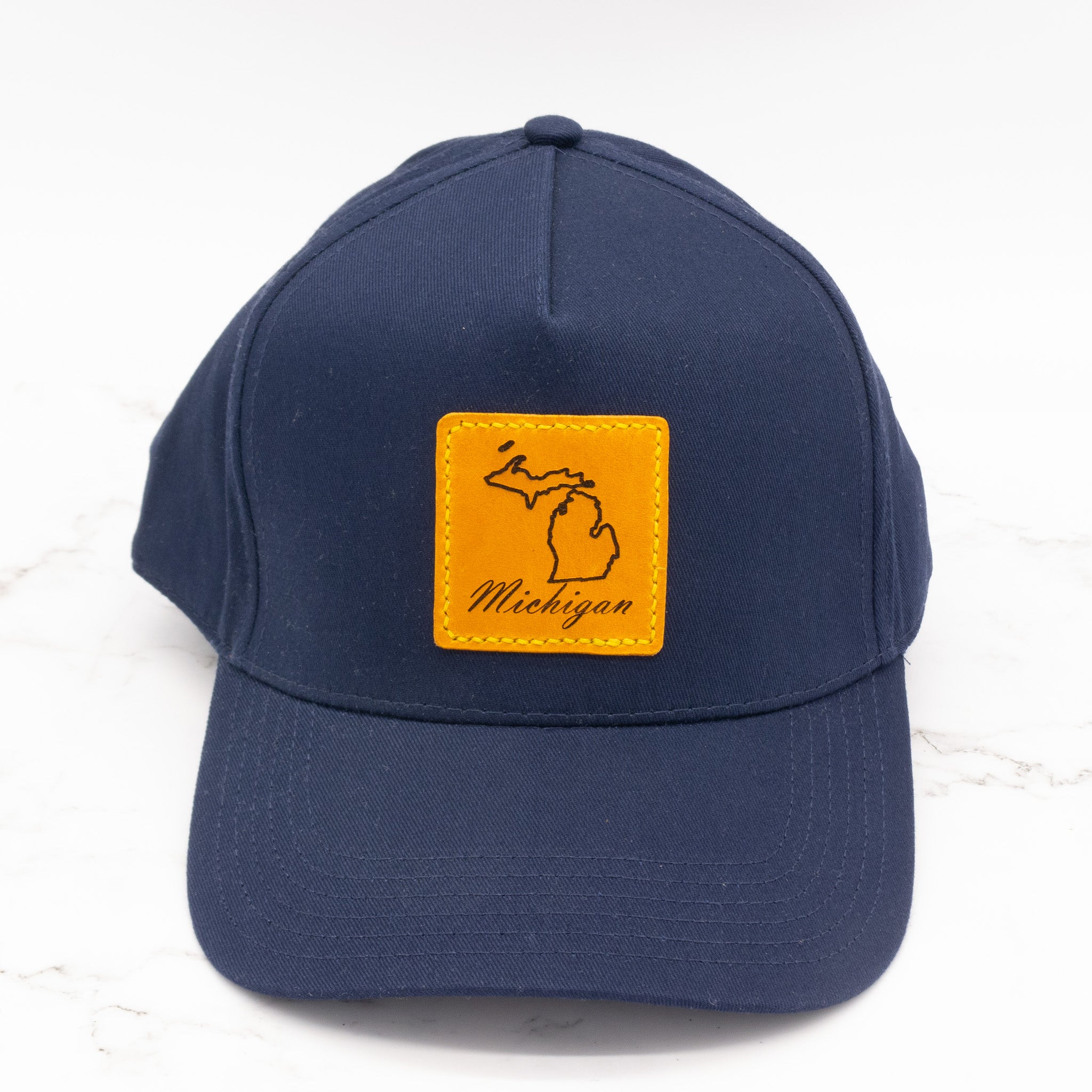 Leather Patch Ball Cap - Michigan on Yellow Leather Patch