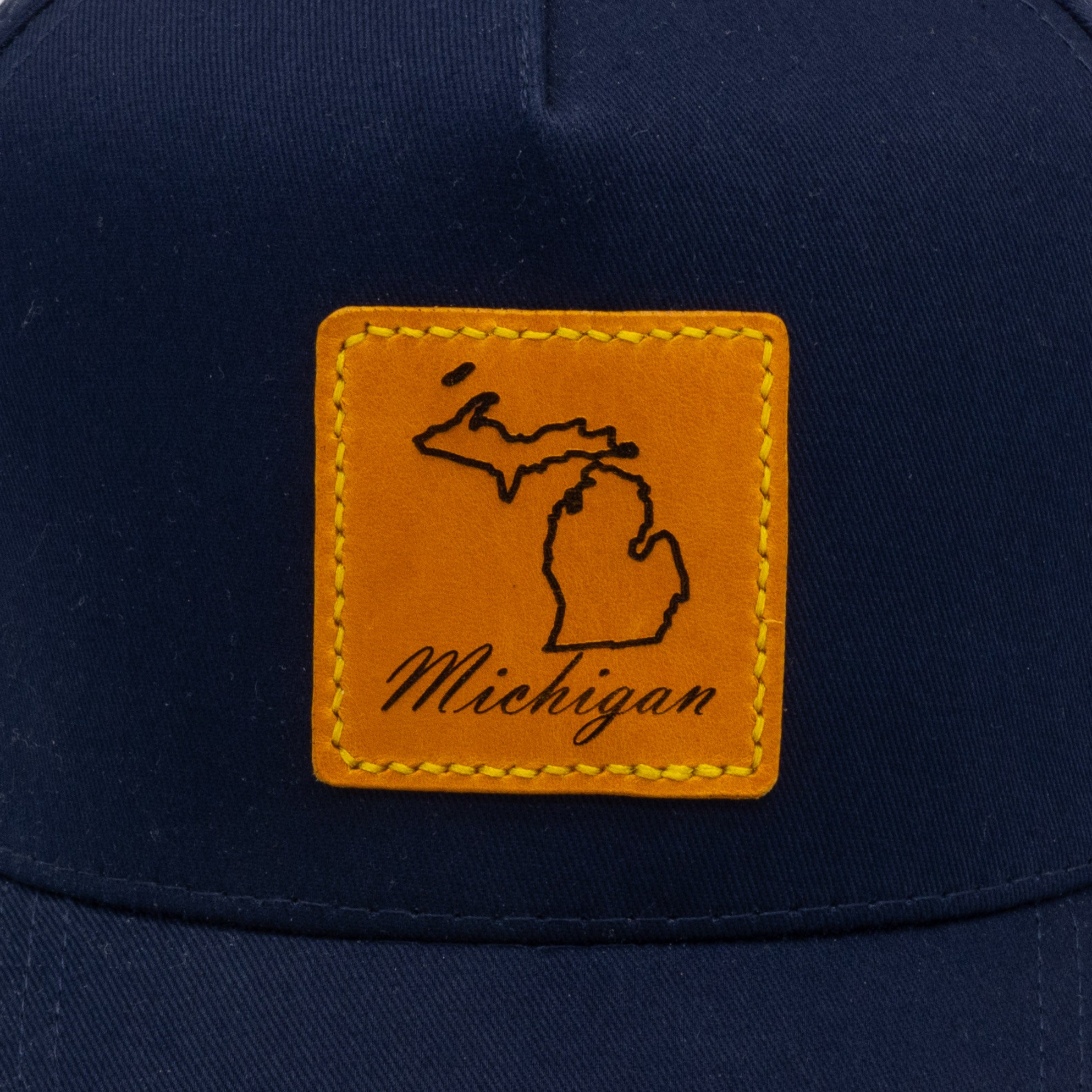 Leather Patch Ball Cap - Michigan on Yellow Leather Patch