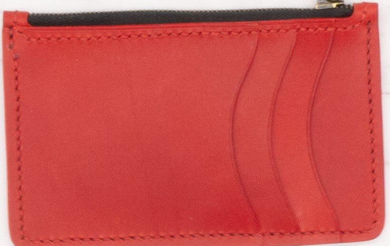 Medium Leather Wallet with Top Zipper and Key Ring