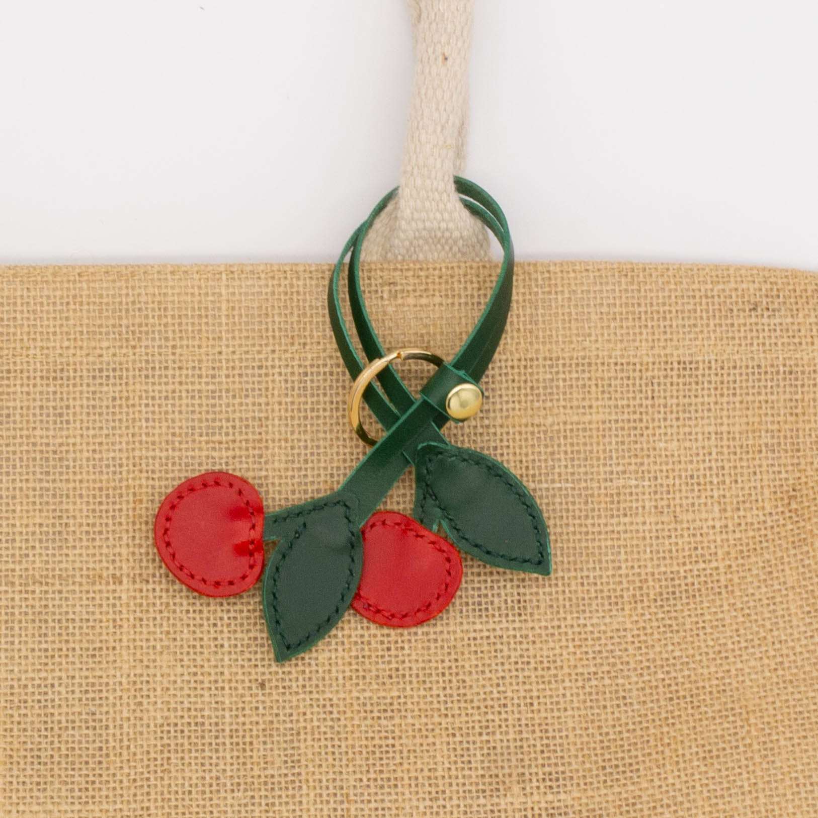 Red Cherry Bag Charm with Key Ring