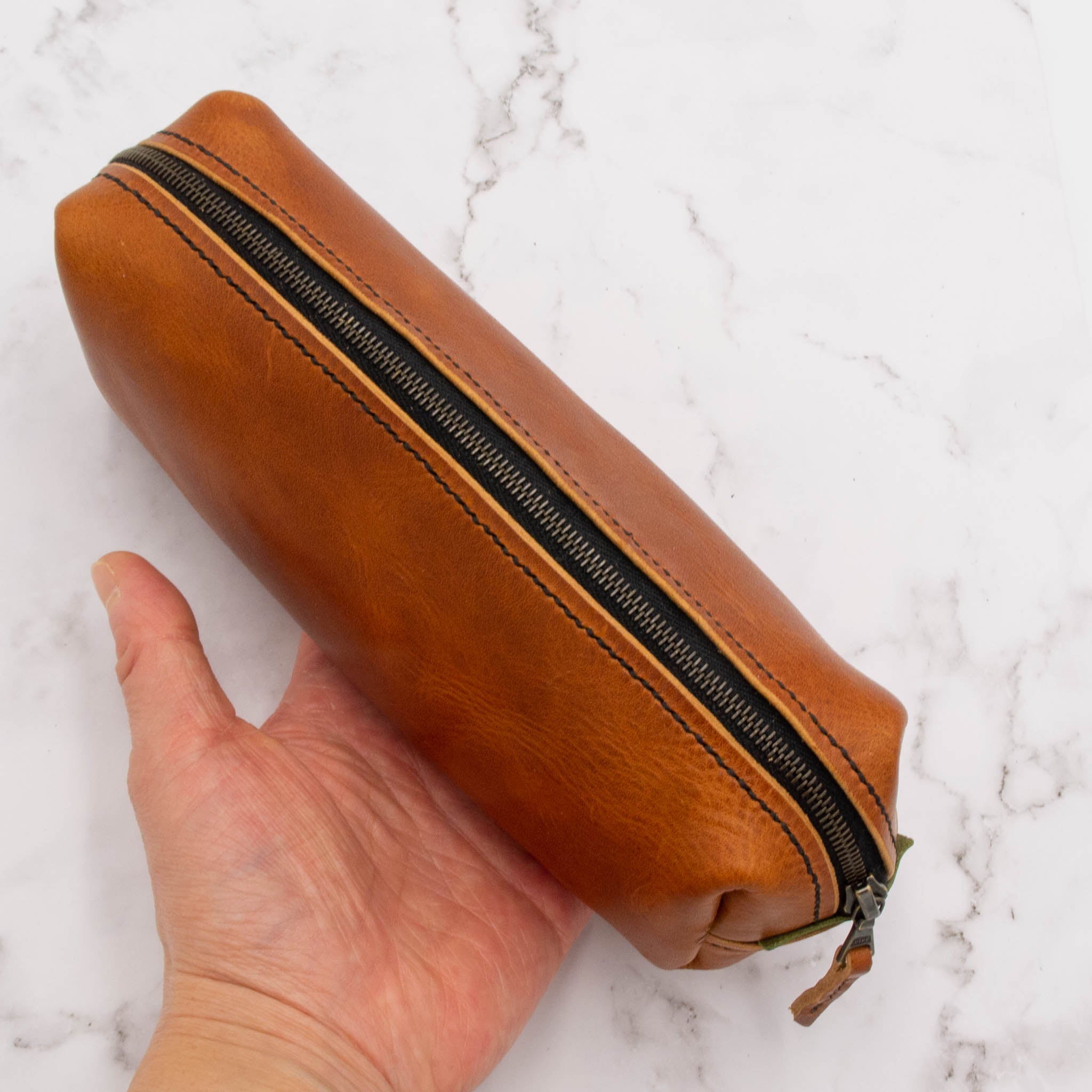 Handcrafted Leather Pen Case with Zipper