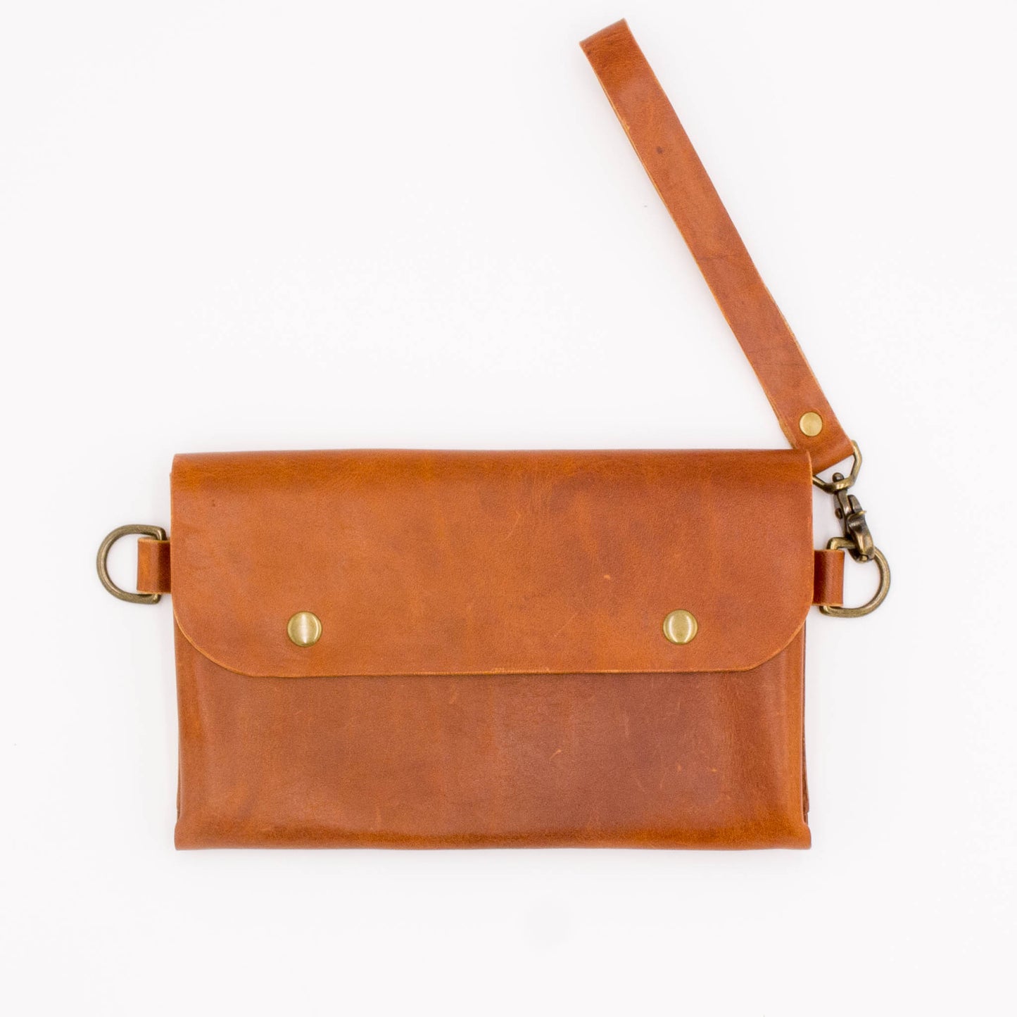 Handcrafted Mini Leather Convertible Crossbody Clutch Bag - English Tan