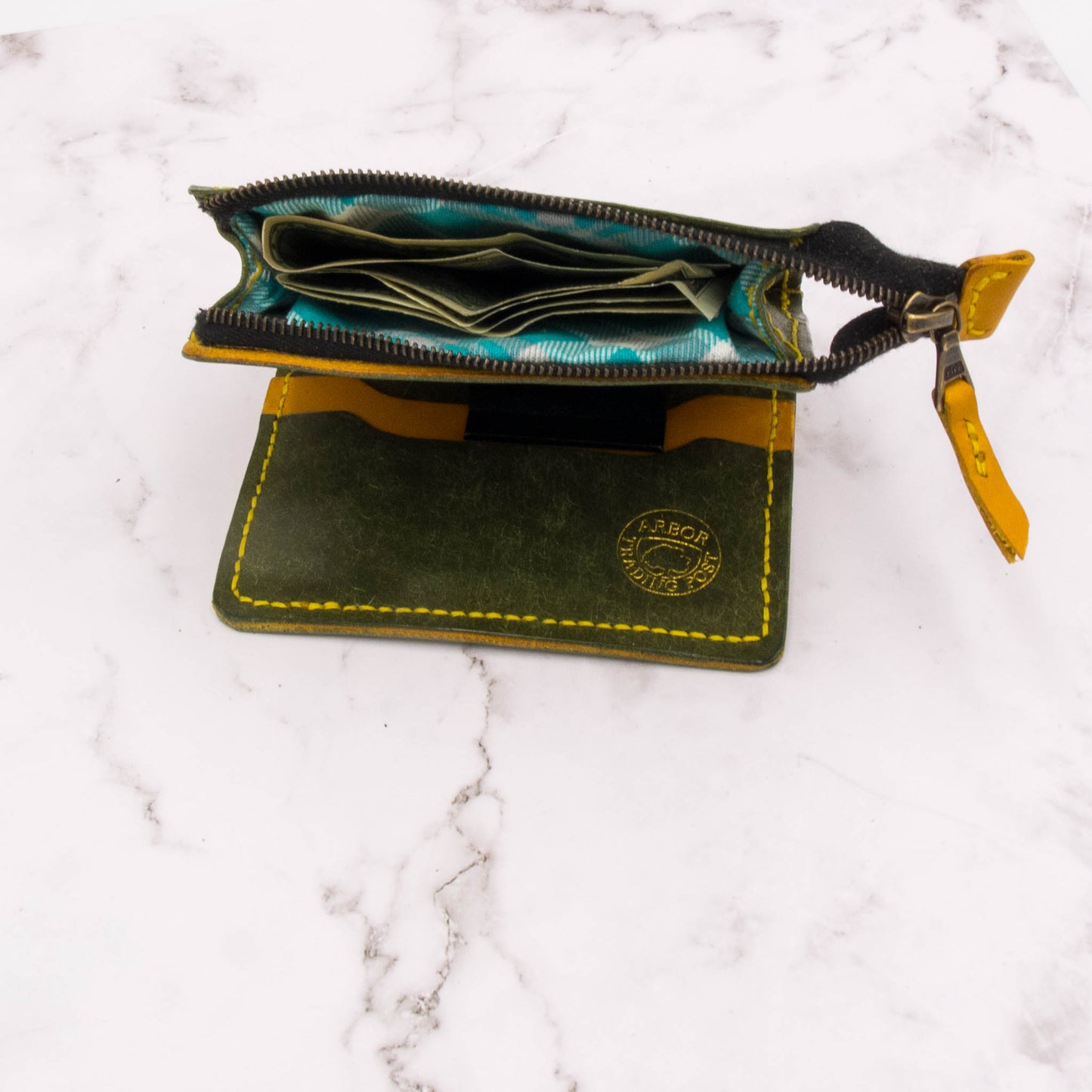 Handcrafted Leather Zipper Bifold Wallet