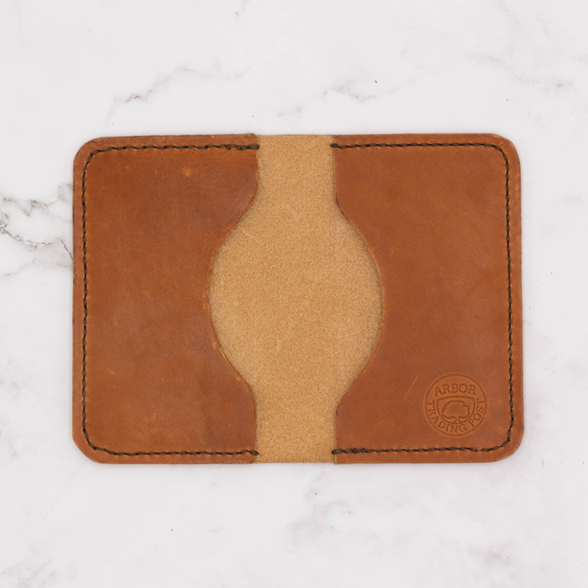 Handcrafted Slim Leather Bifold Wallet - English Tan