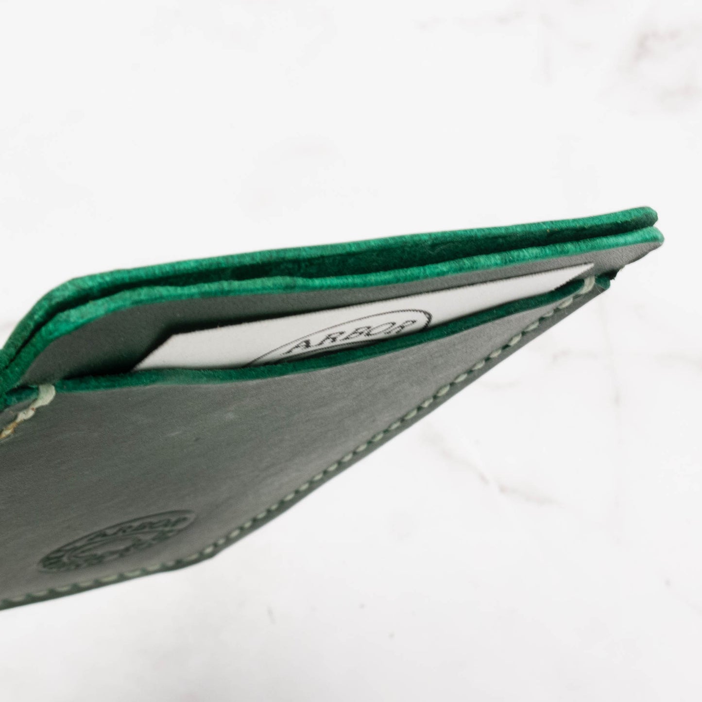 Leather Ultra Slim 3-Pocket ID and Card Holder - Forest Green