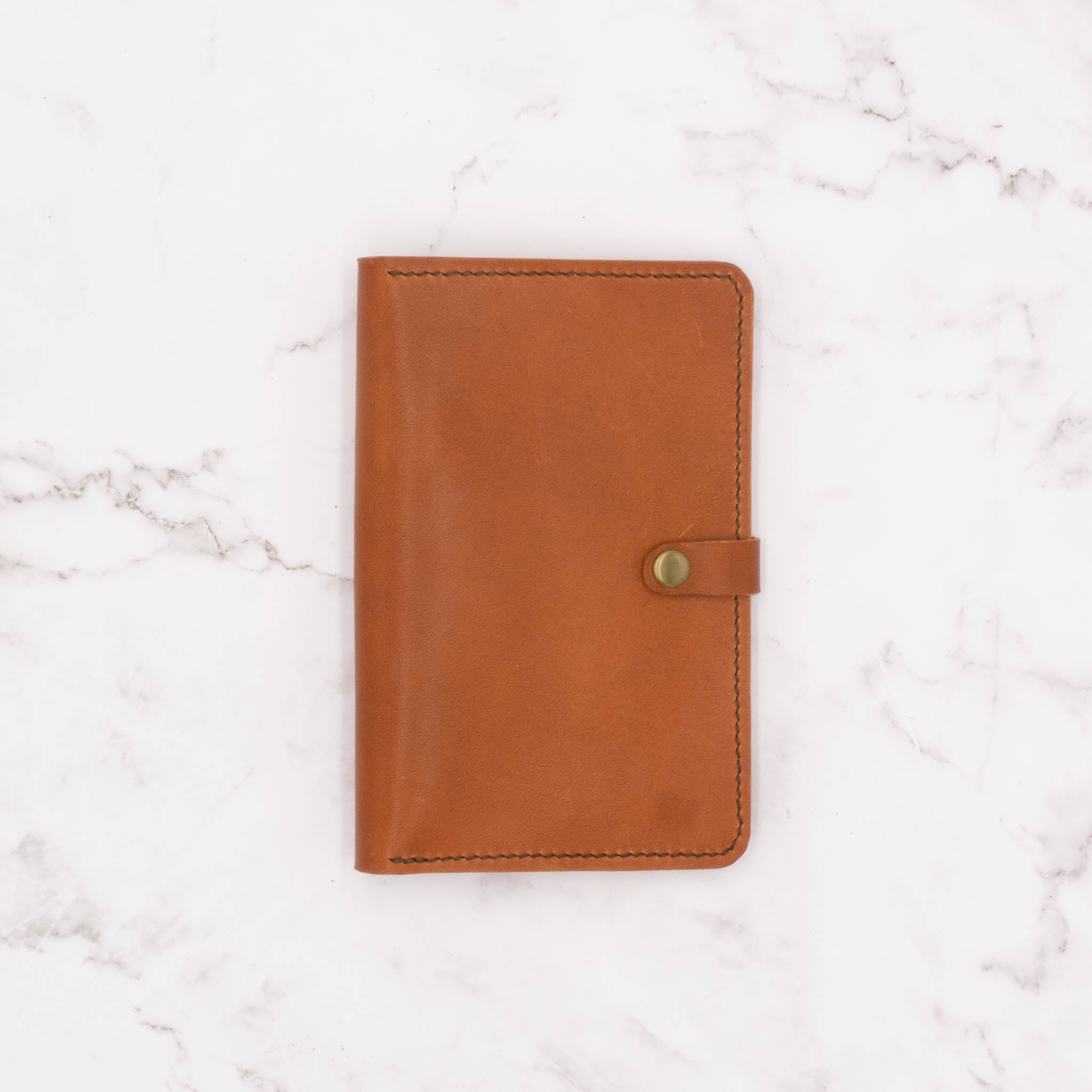 Leather Field Note / Passport Cover with Snap Closure - English Tan