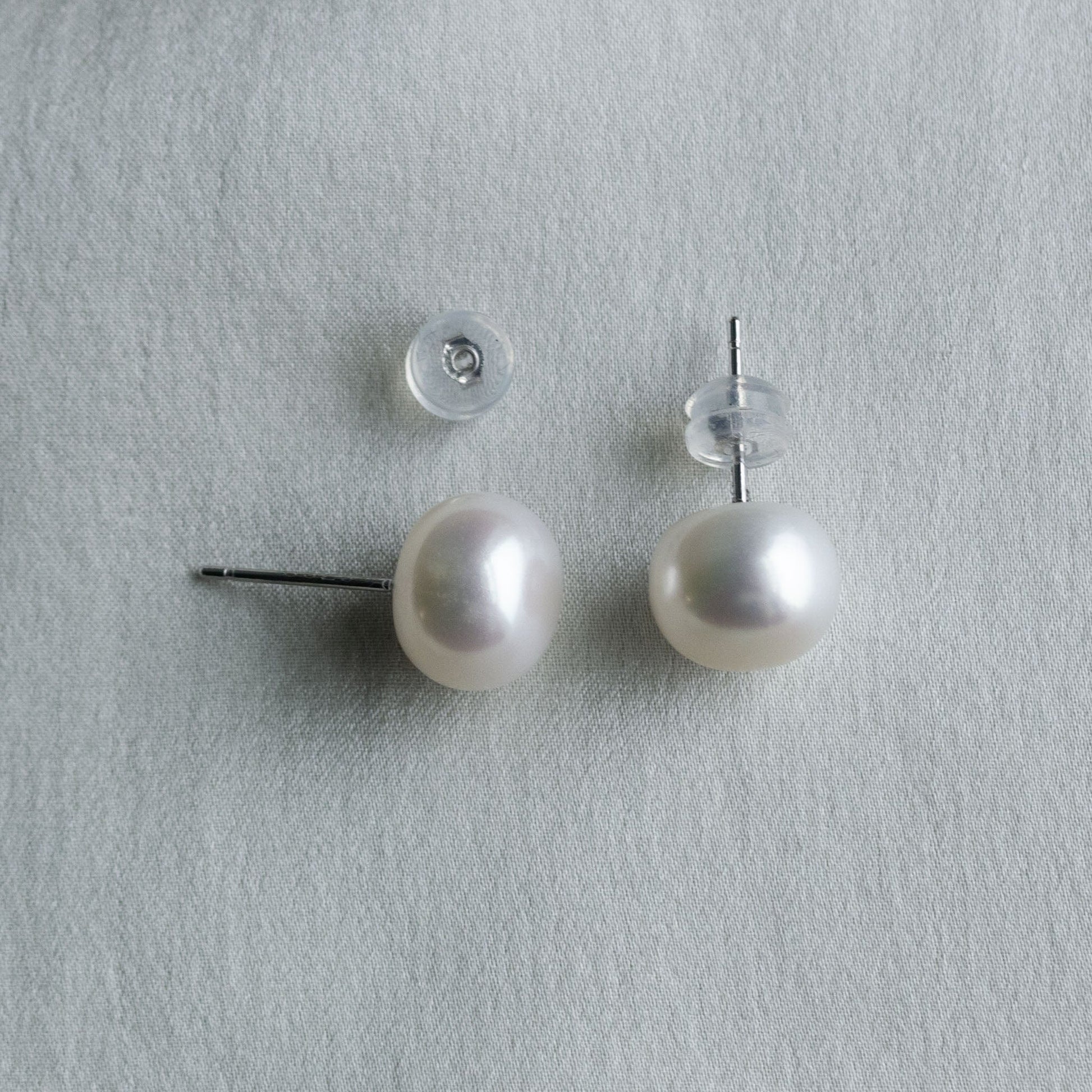 Arbor Trading Post Earrings Arbor Trading Post Large Freshwater White Pearl Stud Earrings - 9 mm Pearls, 925 Sterling Silver