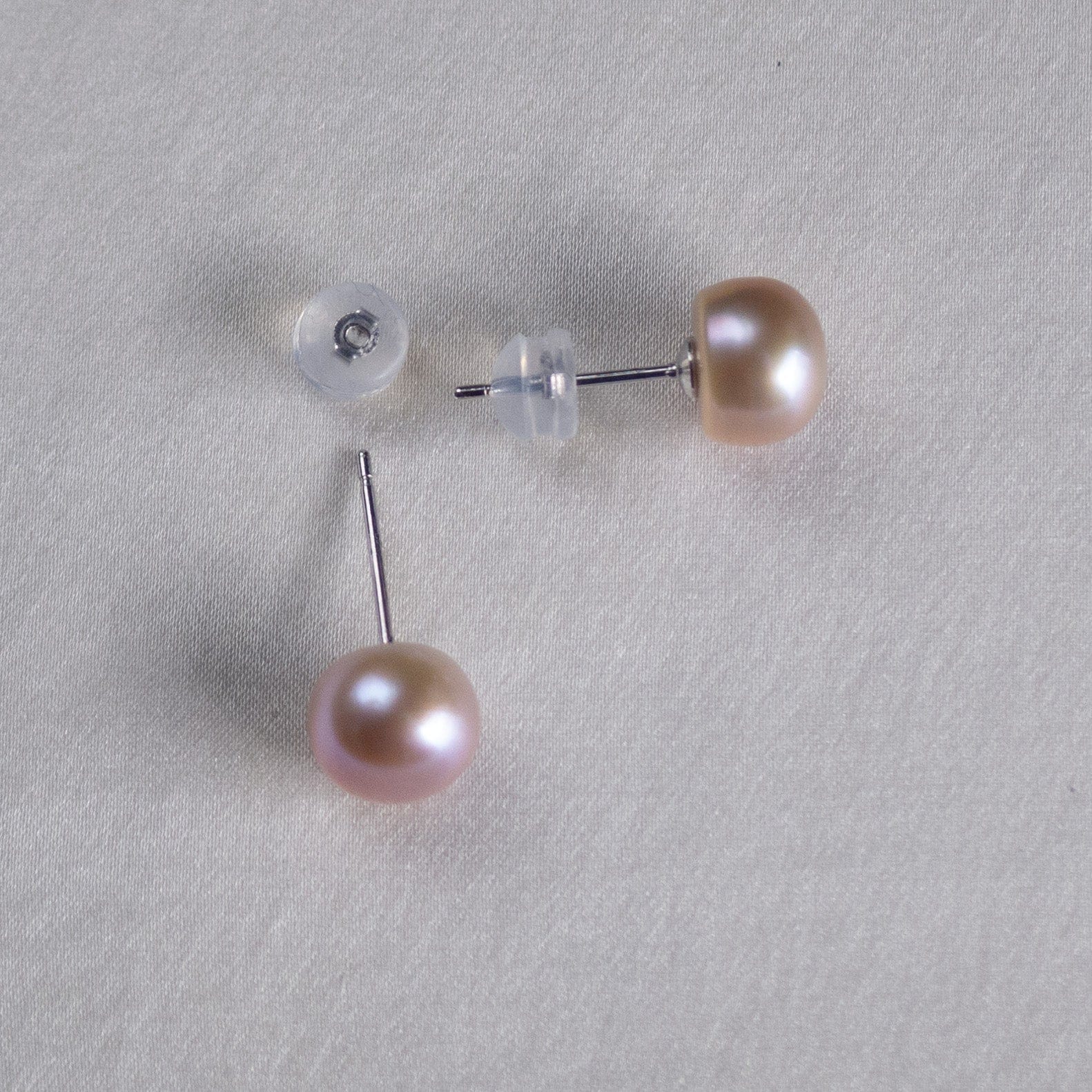 Arbor Trading Post Earrings Handcrafted 8mm Freshwater Baroque Pearl Stud Earrings - 925 Sterling Silver, Light Pink or Light Purple