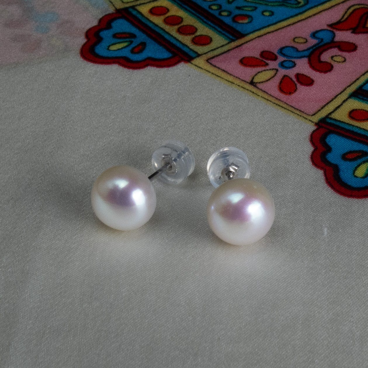 Arbor Trading Post Earrings Light Pink Handcrafted 8mm Freshwater Baroque Pearl Stud Earrings - 925 Sterling Silver, Light Pink or Light Purple