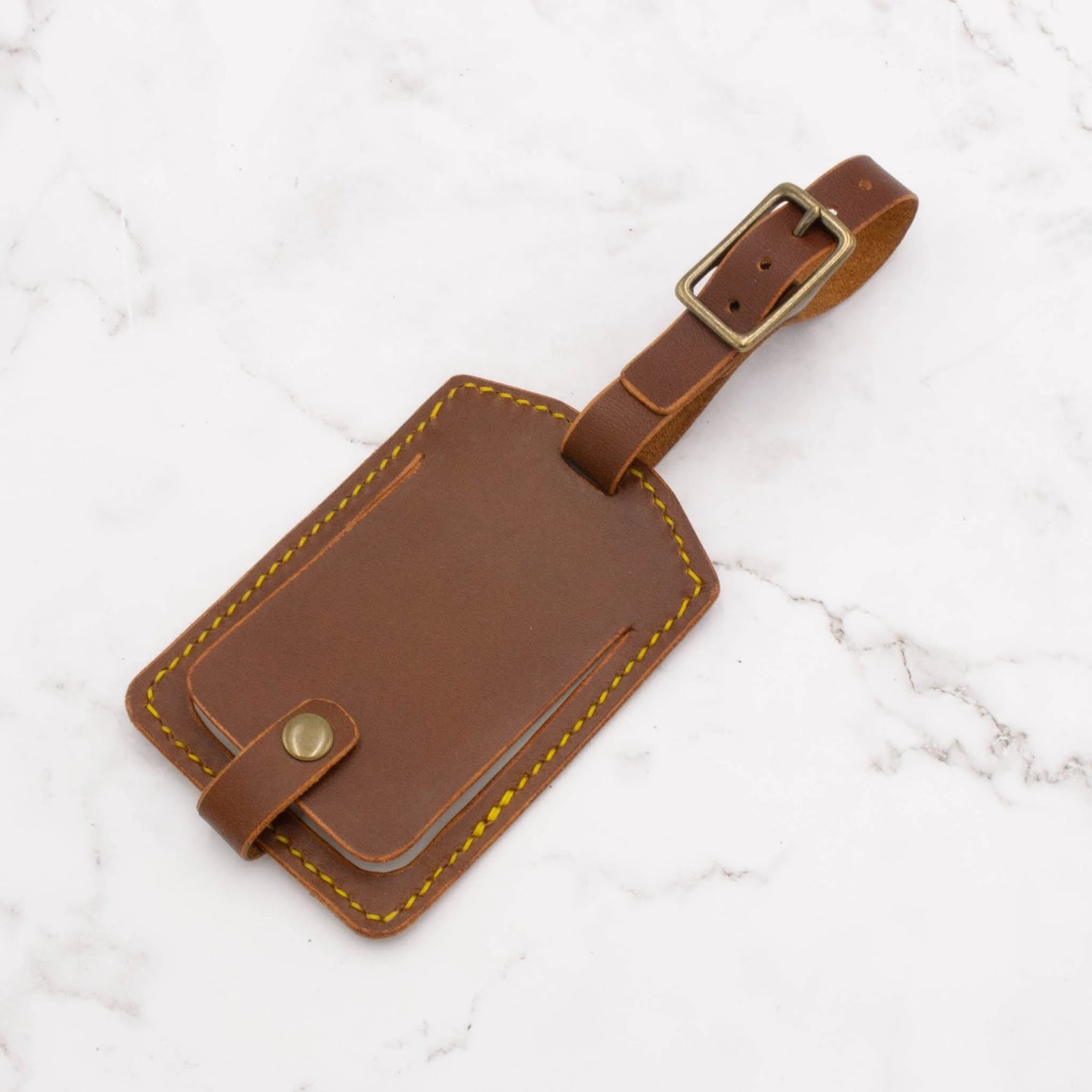 Arbor Trading Post Luggage Tag Classic Mahogany Handcrafted Leather Luggage Tag