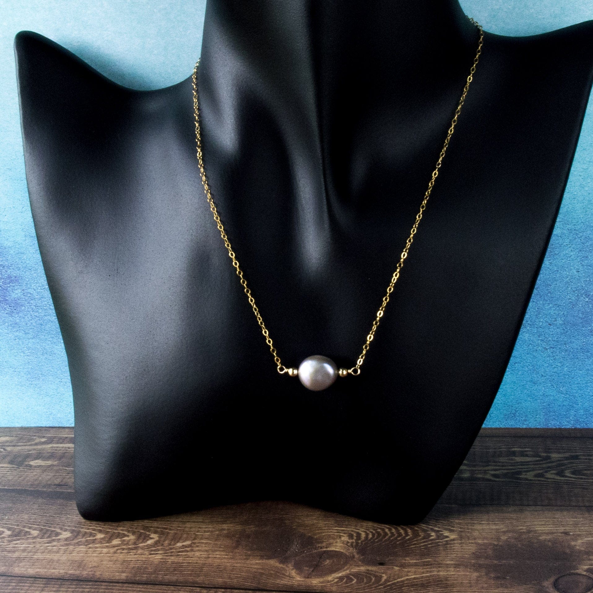 Arbor Trading Post Necklaces Handcrafted Freshwater Baroque Silver Pearl 14K Dainty Gold Necklace