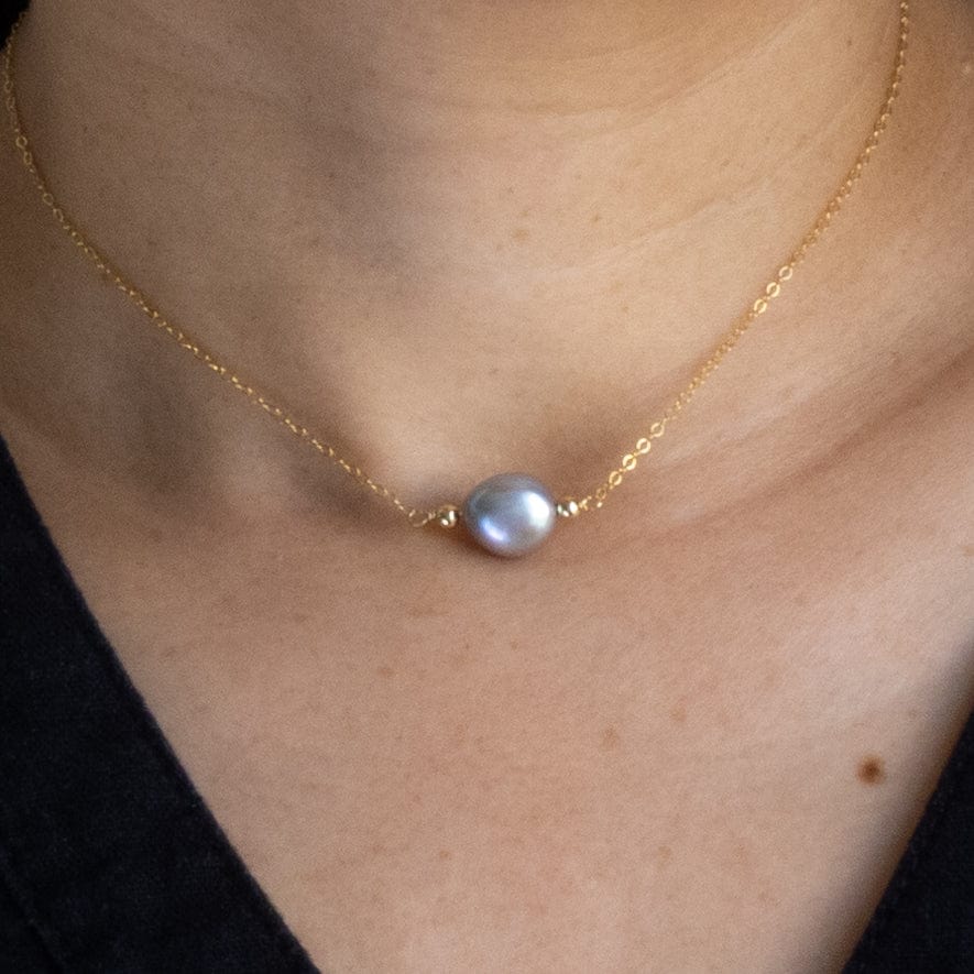 Arbor Trading Post Necklaces Handcrafted Freshwater Baroque Silver Pearl 14K Dainty Gold Necklace