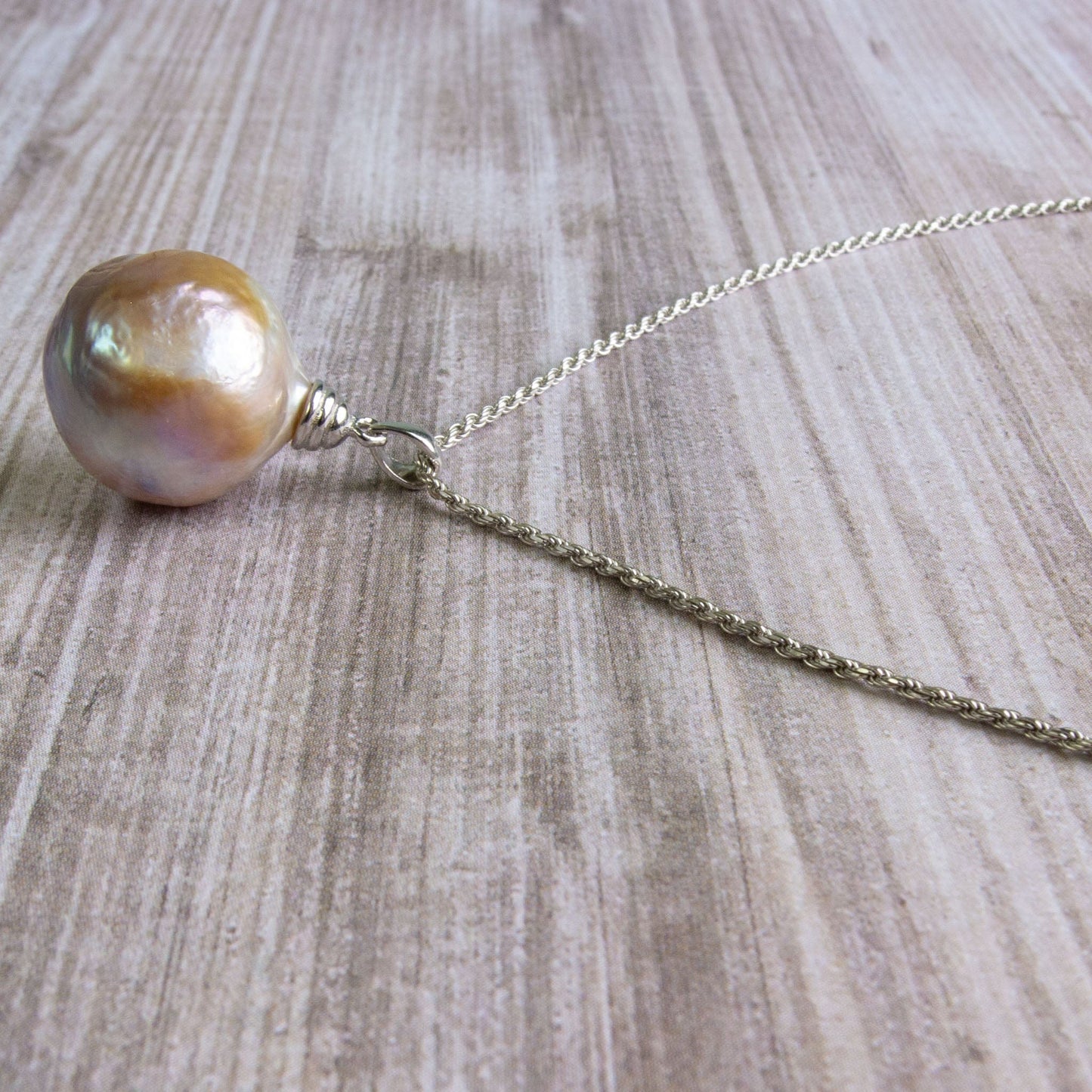 Arbor Trading Post Necklaces Handcrafted Pink Freshwater Baroque Pearl Necklace, Adjustable 18" Chain, Gold or Silver