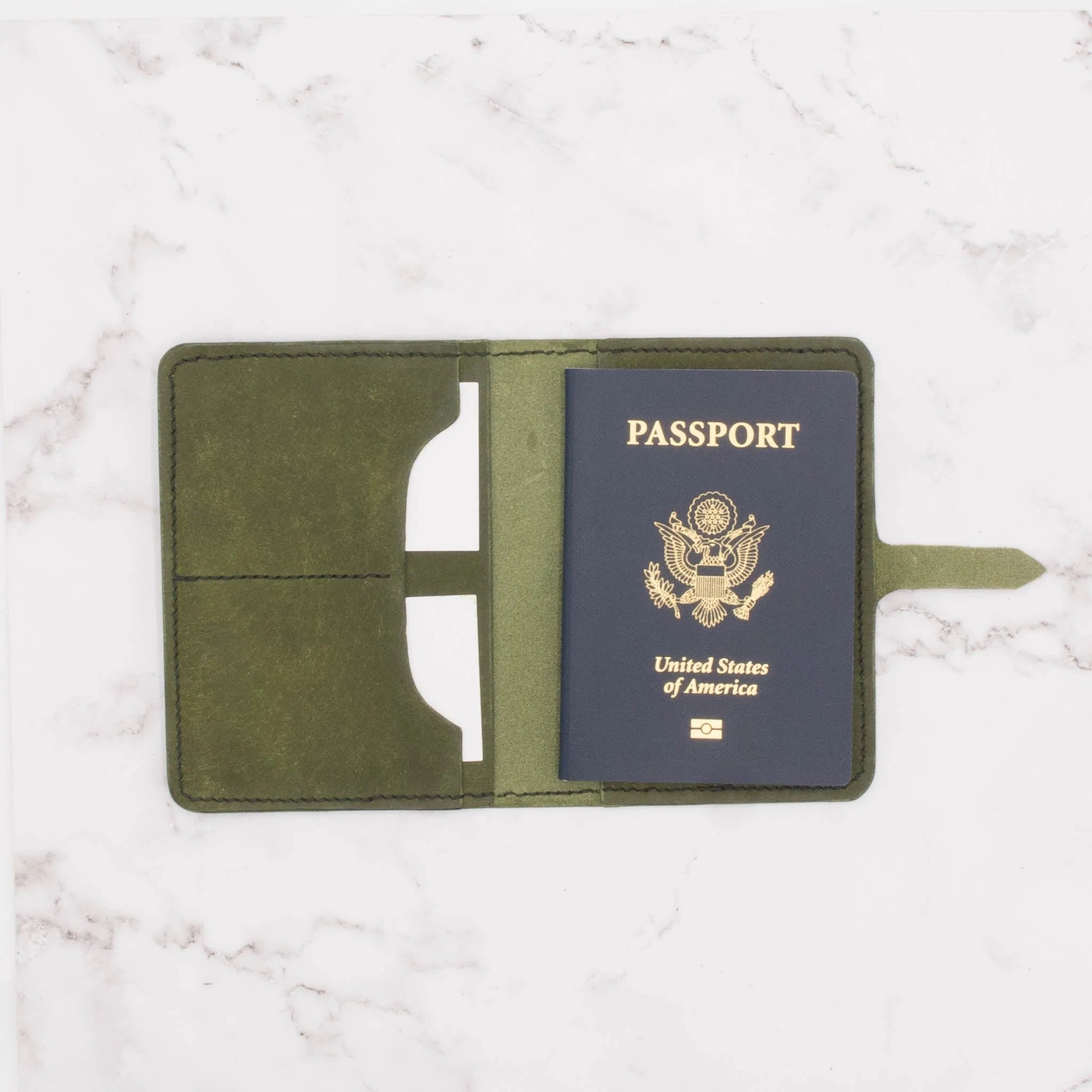 Arbor Trading Post Passport Cover Handcrafted Leather Passport Cover  - Olive Green