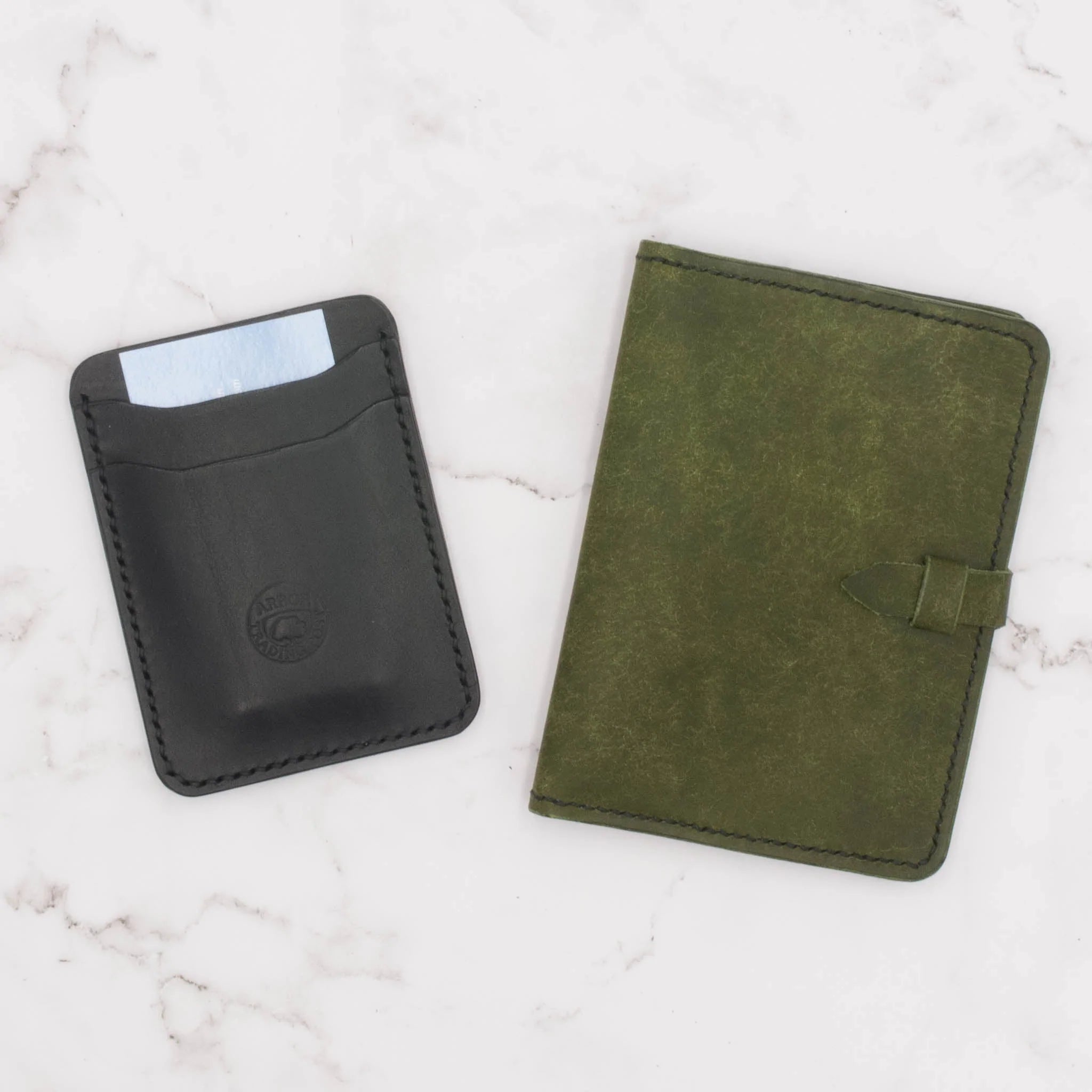 Arbor Trading Post Passport Cover Handcrafted Leather Passport Cover  - Olive Green