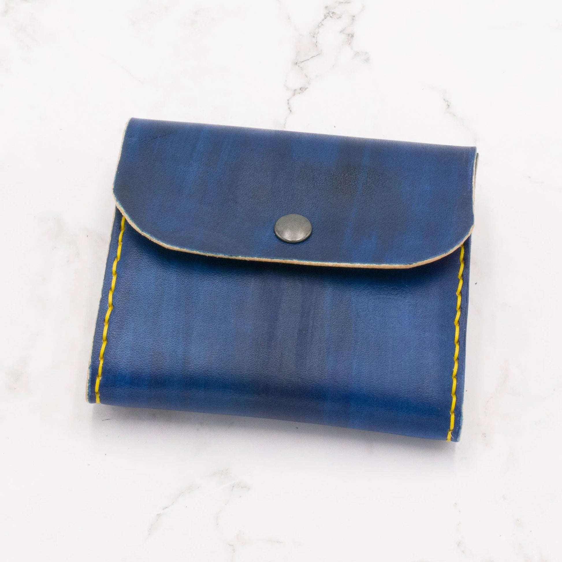 Cheekoo's Handcrafted Genuine Leather Accordion Wallet - Navy Blue