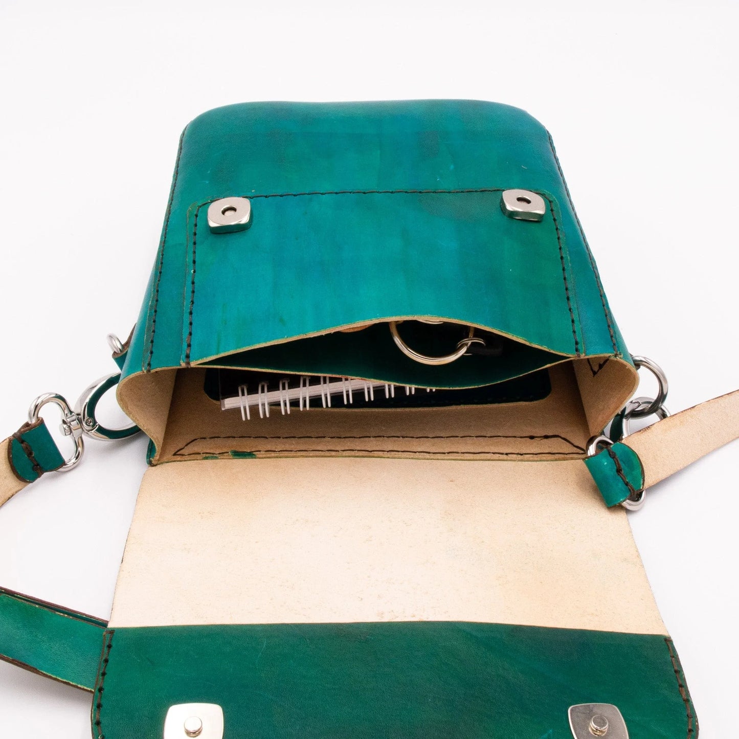 Cheekoo's Handcrafted Genuine Leather Small Crossbody Messenger Bag - Forest Green