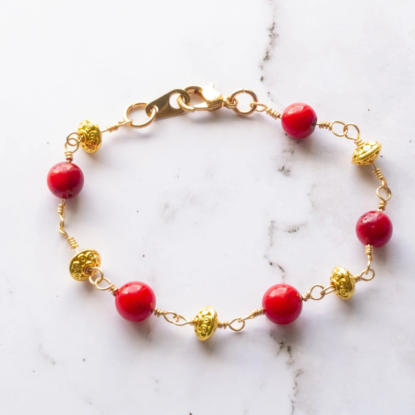 Cheekoo's Red Coral Bead Blessing Fortune Bracelet (Choose from 4 sizes)