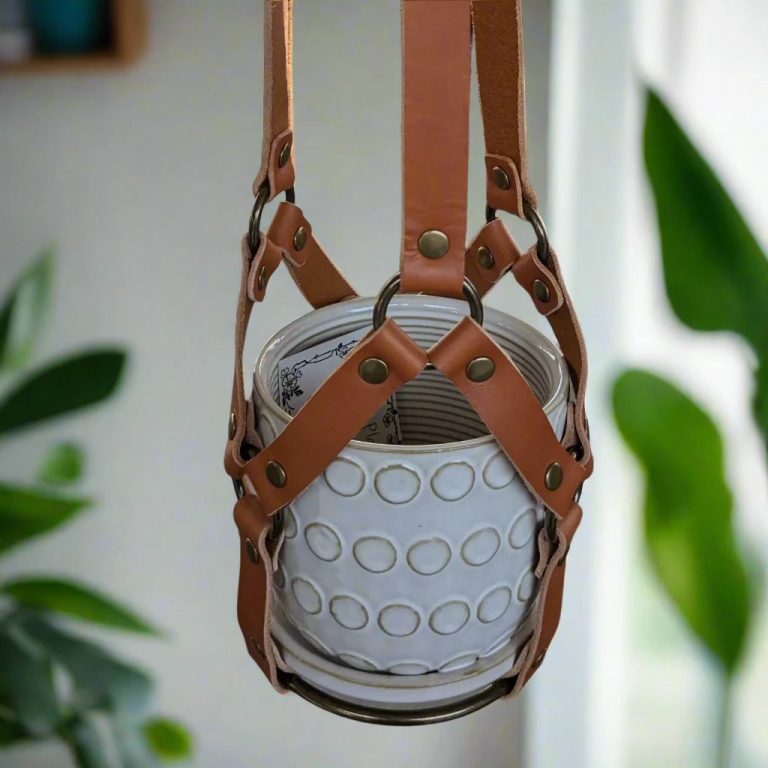 Leather Plant Hanger - Tan - Image 3