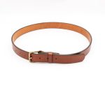 Classic Leather Belt - 1.25" Wide, Brown Leather with Antique Brass Buckle