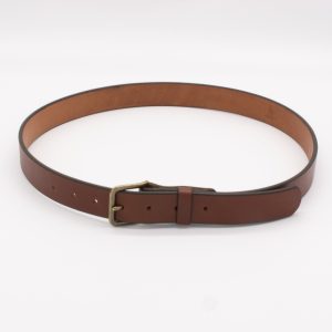 Classic Leather Belt - 1.25" Wide, Brown Leather with Antique Brass Buckle - Image 5