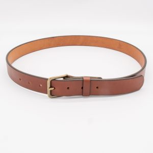 Classic Leather Belt - 1.25" Wide, Brown Leather with Antique Brass Buckle - Image 6