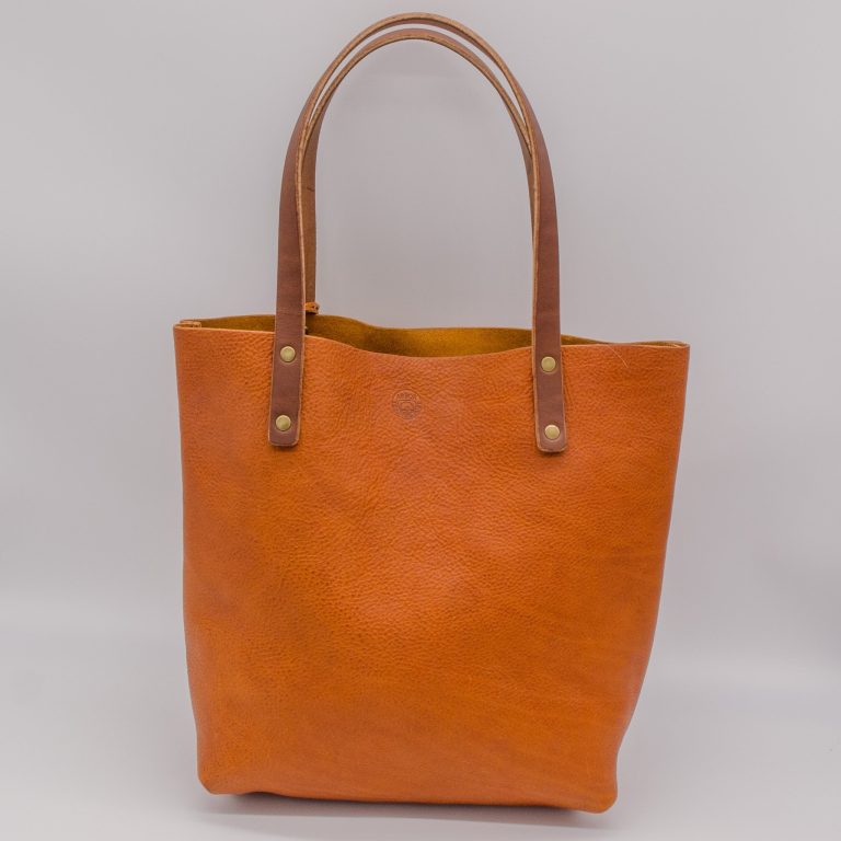 Medium Soft Pebbled Leather Everyday Tote Bag - Rustic Orange - Image 2