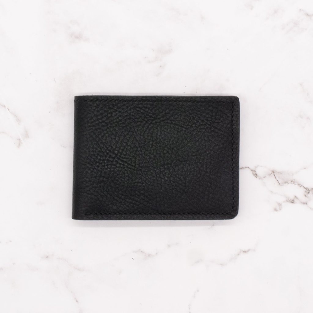 black pebbled leather bifold wallet handcrafted badalassi carlo