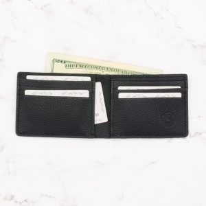 Classic Black Pebbled Leather Bifold Wallet - Image 3