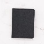 Modern Design Leather Compact Bifold Wallet, Black Pebbled