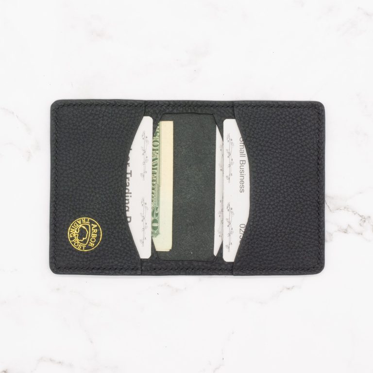 Modern Pebbled Leather Compact Bifold Wallet - Image 3