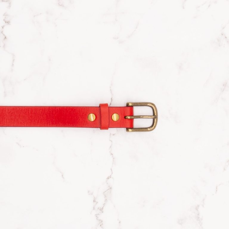 Leather Belt in Crimson - Image 4