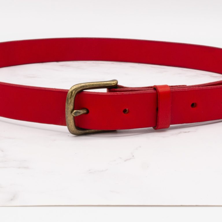 Leather Belt in Crimson - Image 3