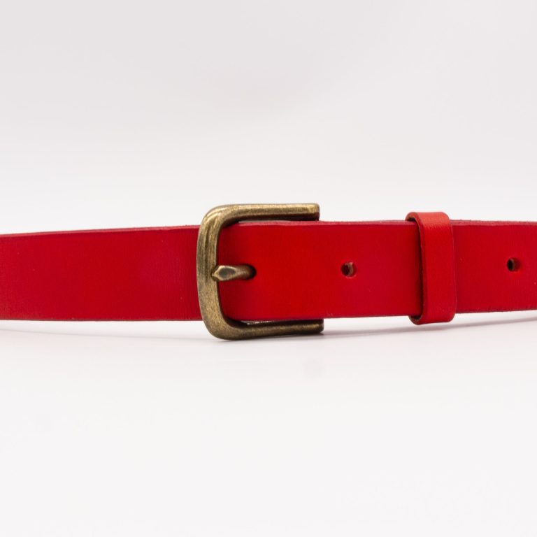 Leather Belt in Crimson - Image 2