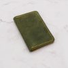 Color Block Leather Ultra Slim Bifold Wallet, 2-Pocket, Olive Green and Sunflower Yellow