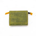 Colorblock Leather Zipper Bifold Wallet - Yellow and Olive Green