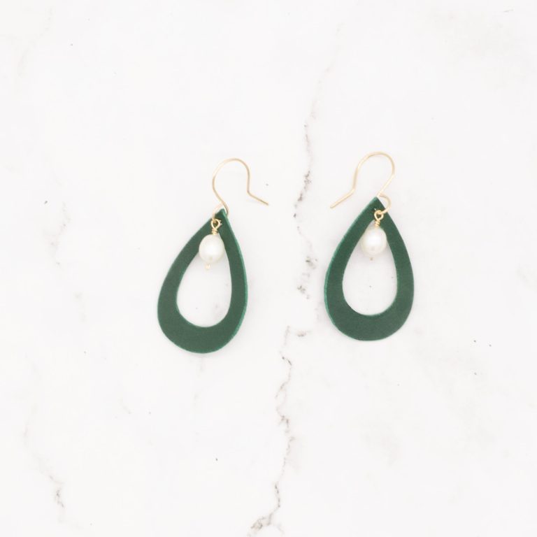 Leather and Freshwater Pearl Earrings - Image 5