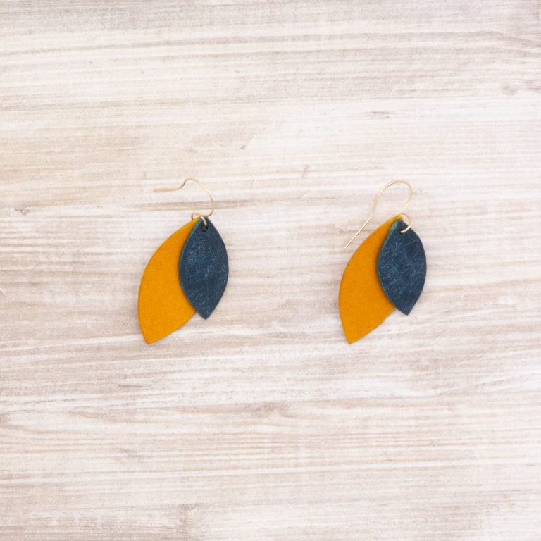 Leather Leaf Earrings - Image 2